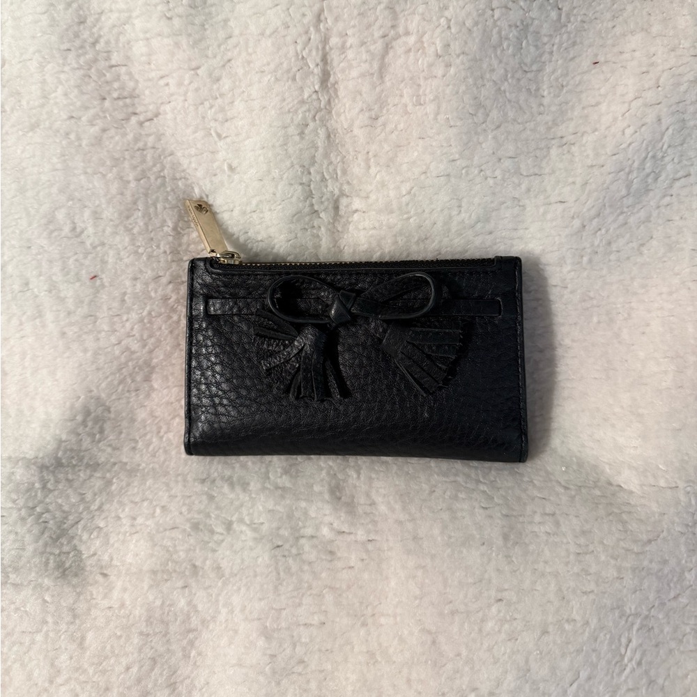 Charming Black Leather Bow Clutch